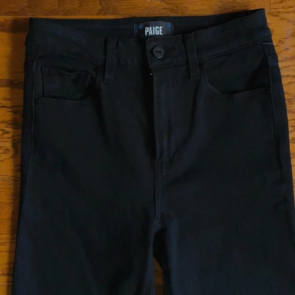 PAIGE‎ Stella High-Rise Straight Jeans Black Overdye Size 24 NWOT Stretch